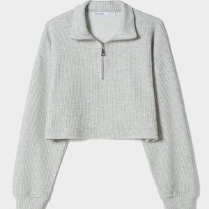 BERSHKA cropped quarter zip top